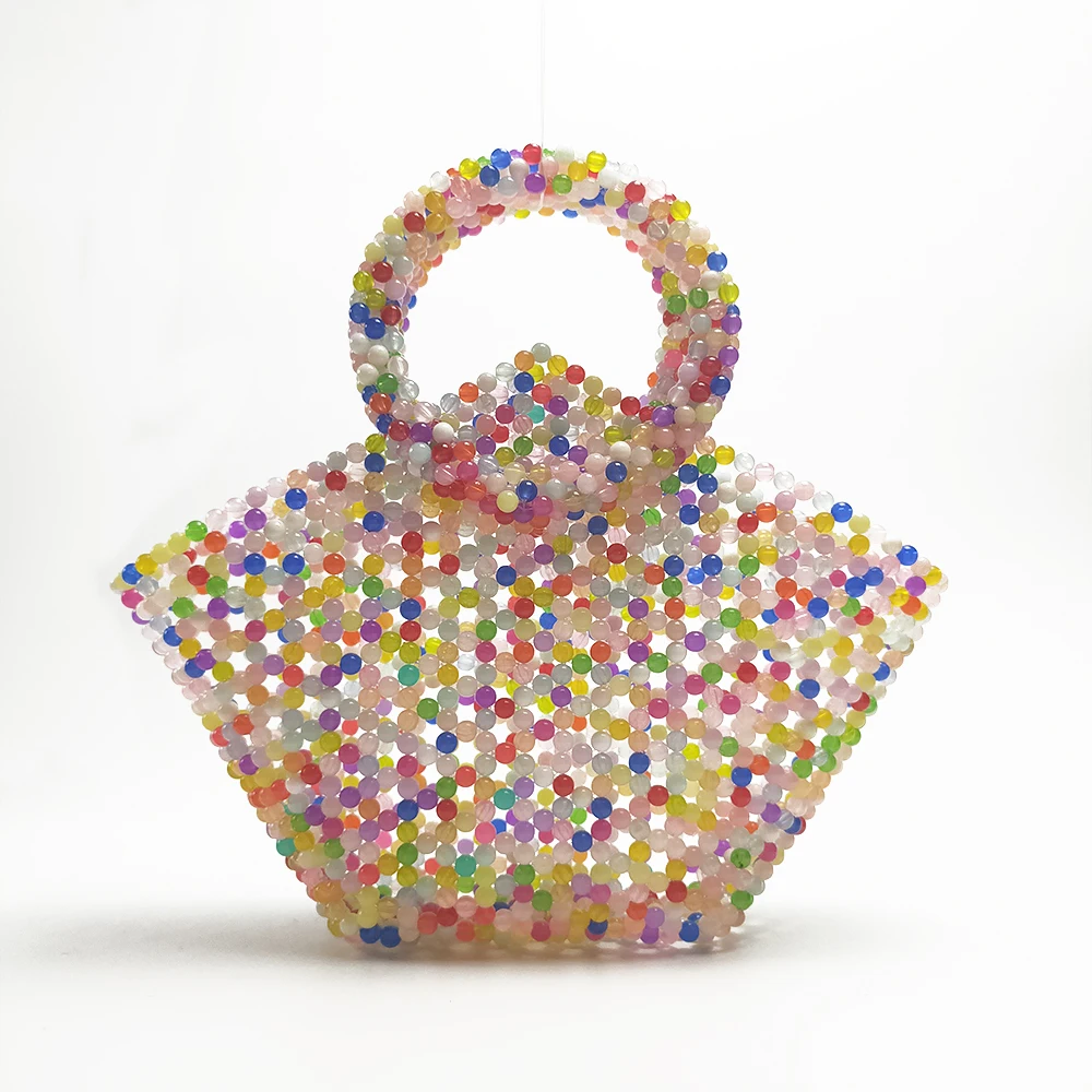 Нишевый дизайн акриловая Желейная бисерная персиковая сердца модная сумка