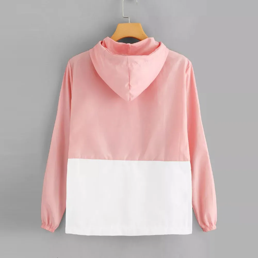 Fashion New Coats And Jackets Women Long Sleeve Patchwork Thin Skinsuits Hooded Zipper Pockets Coat 2020 Autumn | Женская одежда