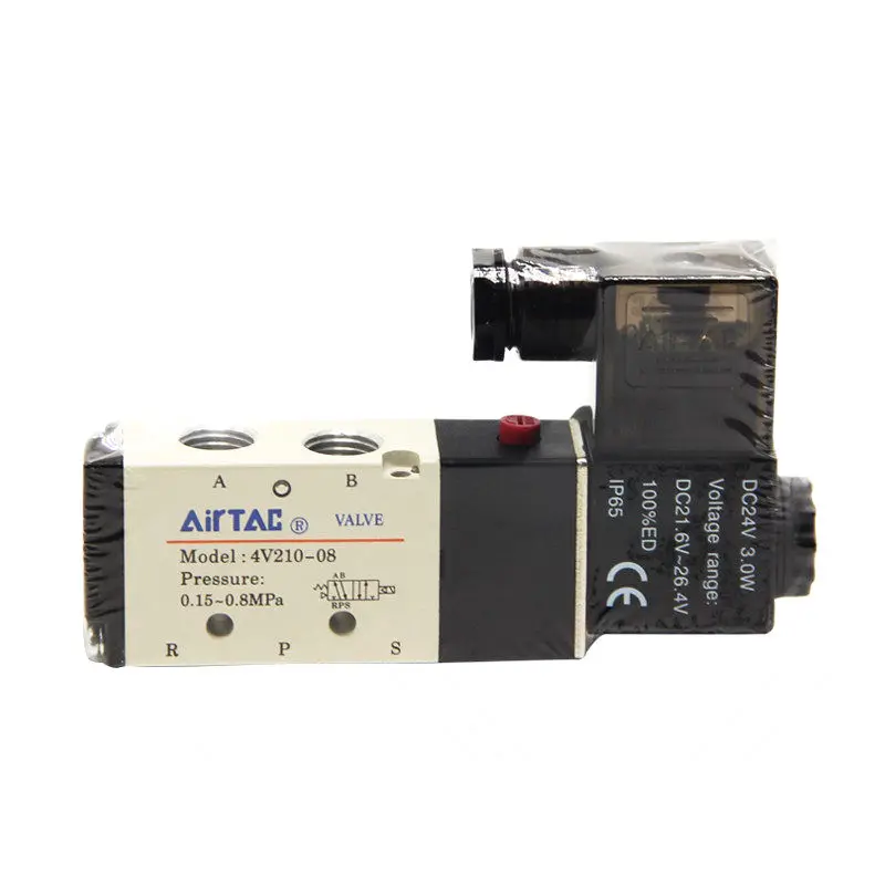 

DC12V DC24V AC110V AC220V 1/4'' Blacck 5 Way 2 Position Pneumatic Solenoid Valve 4V210-08