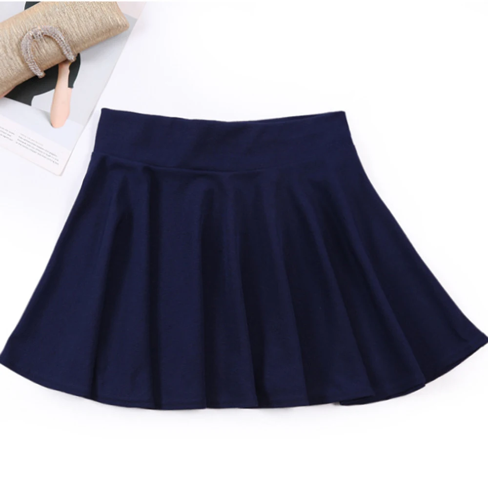 Черная Текстурированная юбка с эластичной резинкой на талии простая и яркая