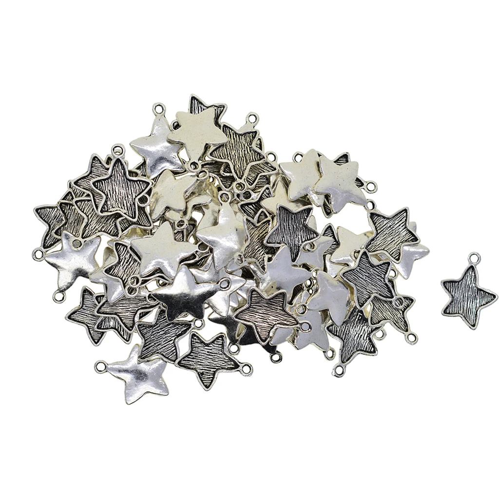 100pcs Antique Tibetan Style 20x15mm Alloy Star Pendant Cabochon Bezel Settings Trays Frame DIY Jewelry Making Charms | Украшения и