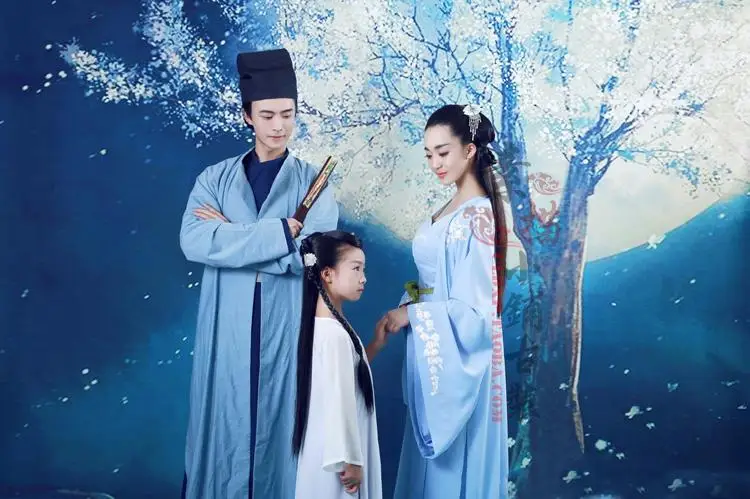 Si Shui Nian Hua/семейный костюм для мамы папы и дочки комплект родителей детей Hanfu