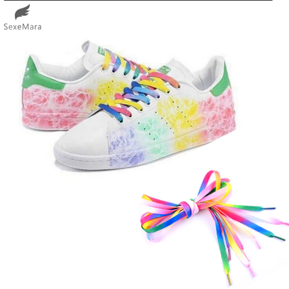 SexeMara 2 пары 4 шт. разноцветные Радужные плоские холщовые спортивные кроссовки
