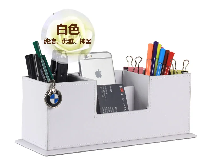 

popular creative wooden PU leather office pen holder pencil case office desk stationery organizer cosmetic makeup storage 202C