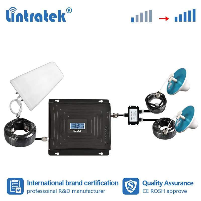 Lintratek 2G 3g 4G GSM WCDMA UMTS DCS LTE 900 1800 2100 МГц трехдиапазонный сотовый усилитель
