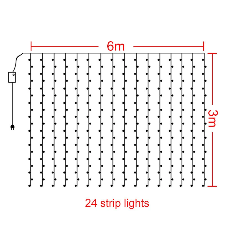 

6M x 3M LED Strip Large Curtain Lighting Decoration Outdoor Indoor House String Lights Christmas Windows Party Xmas Bright 220V