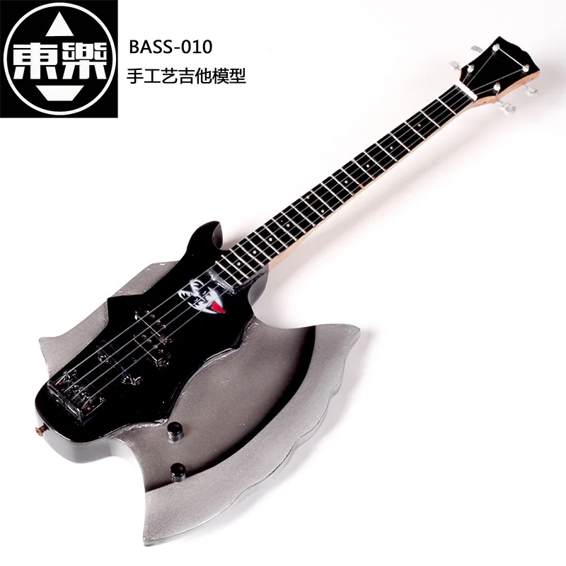 Деревянная миниатюрная модель гитары Bass 010 с чехлом и подставкой (не настоящие