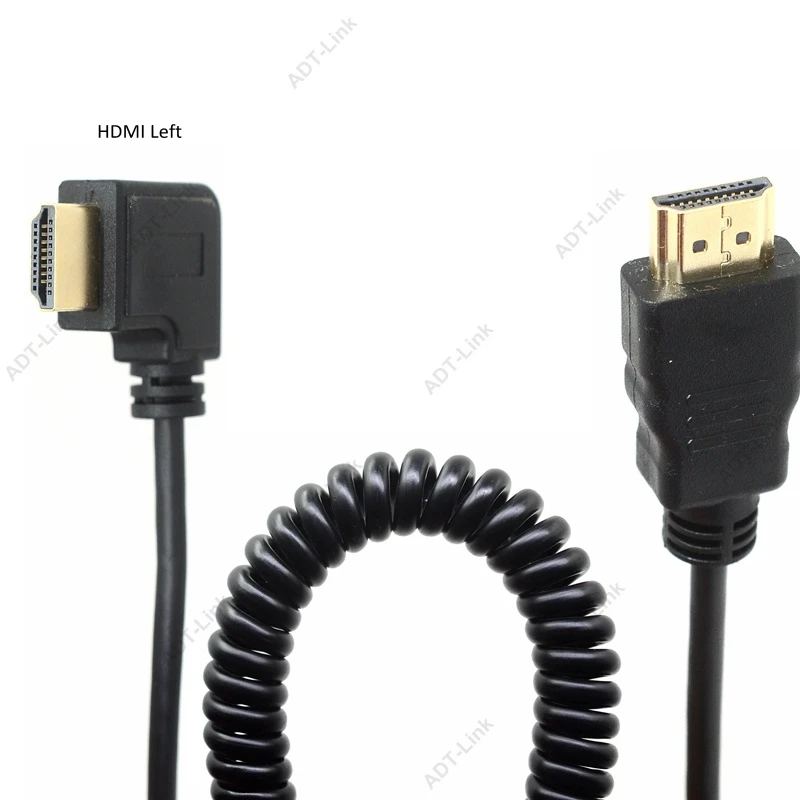 Left Эластичная спиральная пружина HDMI кабель папа-папа V1.4 1080P 3D чистая медь HDMI левый и правый угловой Кабо 0,6 м-2,0 м - Цвет: Left