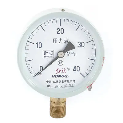

1/2" PT Thread Air Water Arabic Number Display 40 Mpa Mpa Pressure Gauge