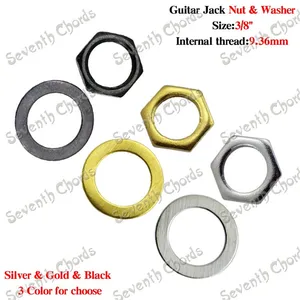 60 sets 3/8" Electric Bass guitar Input output jack Socket Hexagon Nuts & Washe gasket Silver Gold Black guitar accessories