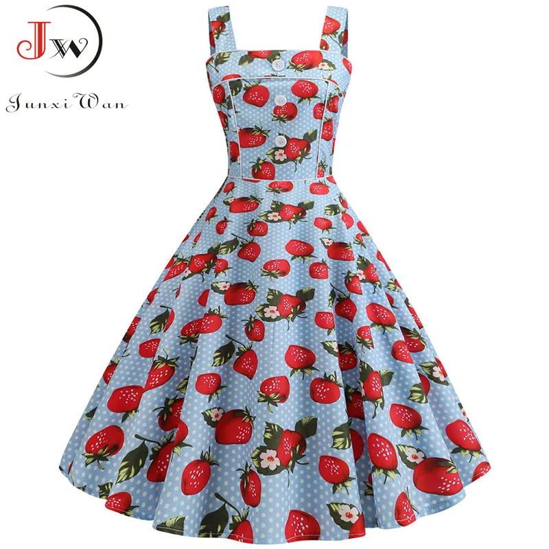 Сексуальное винтажное летнее платье с принтом женские платья вечерние 50s
