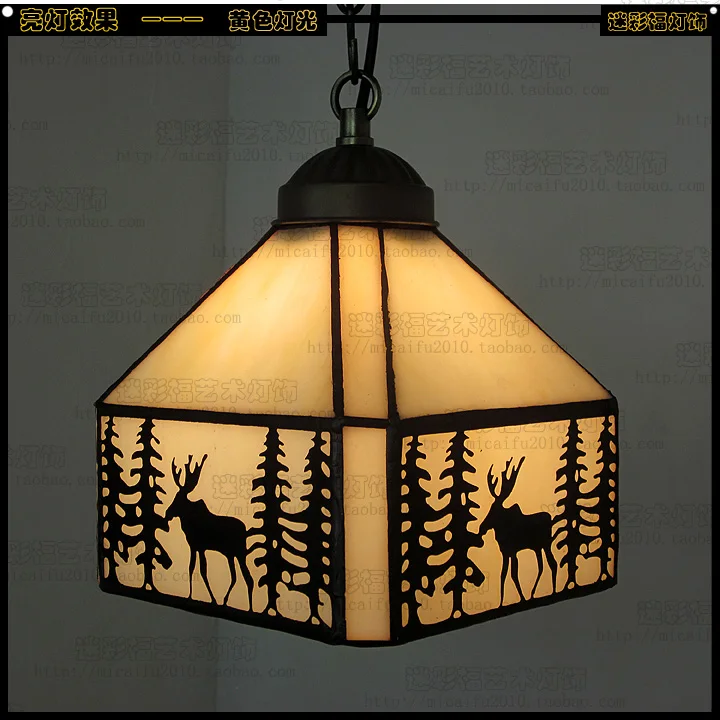 American Village Stained Glass Suspended Luminaire 110-240v Chain Pendant Light Restaurant Bar Corridor Bedroom Decorative | Лампы и