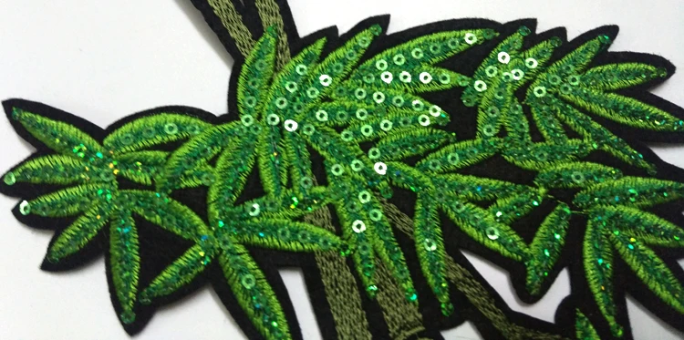 Зеленые Бамбуковые кружевные вышитые нашивки для шитья тканевые мотивы