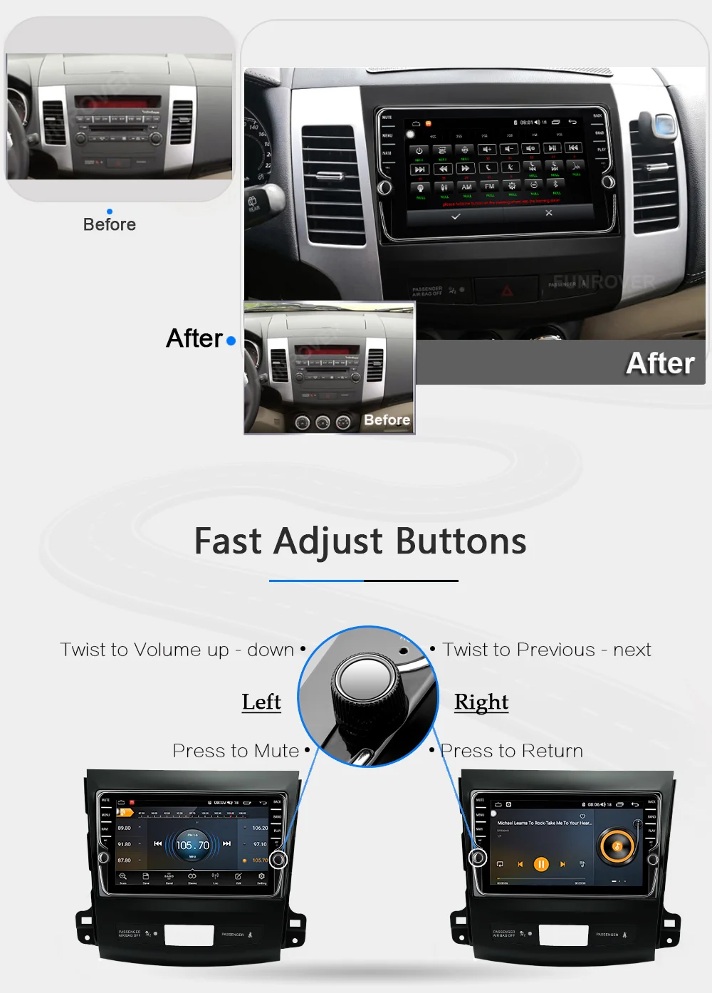 Штатная магнитола для Мицубиси Аутлендер 2 Mitsubishi Outlander 2 CW0W 2005 2008 2011 Android 9.0, до 8-ЯДЕР, до 4+ 64ГБ 32EQ+ DSP 2DIN автомагнитола 2 DIN DVD GPS мультимедиа автомобиля головное устройство