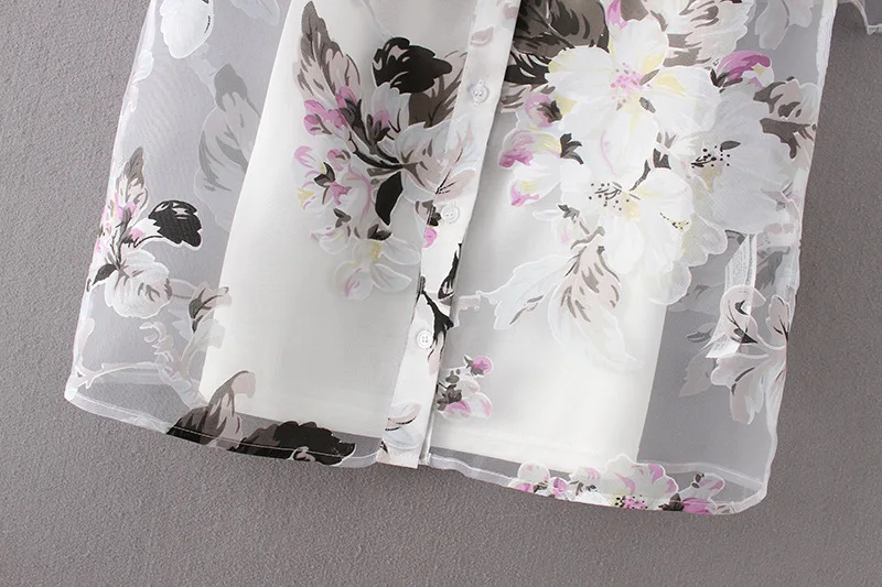 ASDS/2018 летнее платье из органзы 2 предмета рукав фонарик с отложным воротником