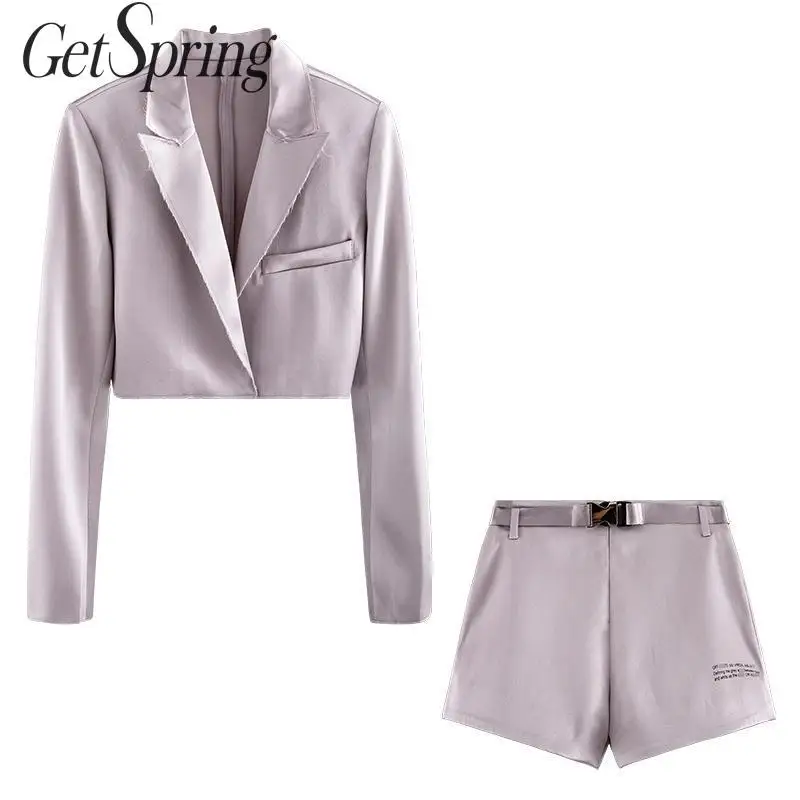Женский короткий Блейзер GETSPRING комплект из двух предметов с высокой талией и