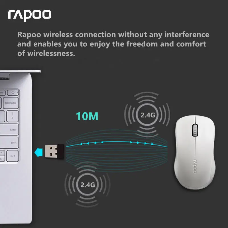 Оригинальная Бесшумная Беспроводная оптическая мышь Rapoo игровая мини с кнопкой