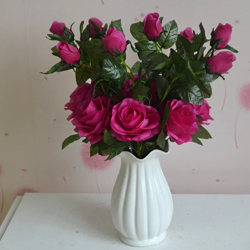 

2Heads Real Touch Flower Rose Artificial silk Rose Flowers Bouquet Supplies For Home Decorations Wedding Party simulation flower