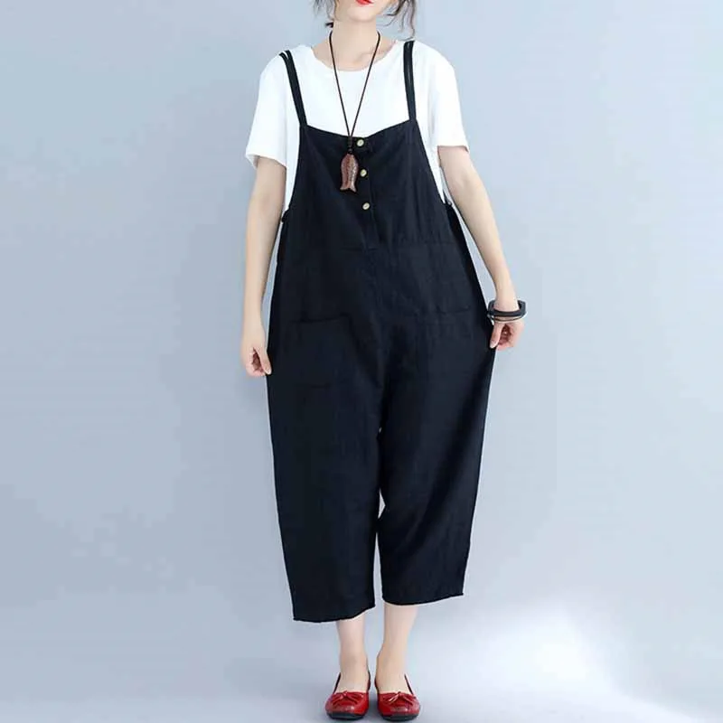 Повседневное негабаритных Для женщин шаровары свободного кроя черное платье без