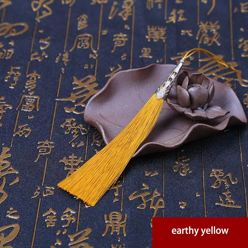 earthy yellow 2 шт 9 см Висячие веревочки сплав колпачок шелк кисточка швейная ткань кисточка ключ кисточки китайские Характеристики подарок украшения кулон - Цвет: earthy yellow