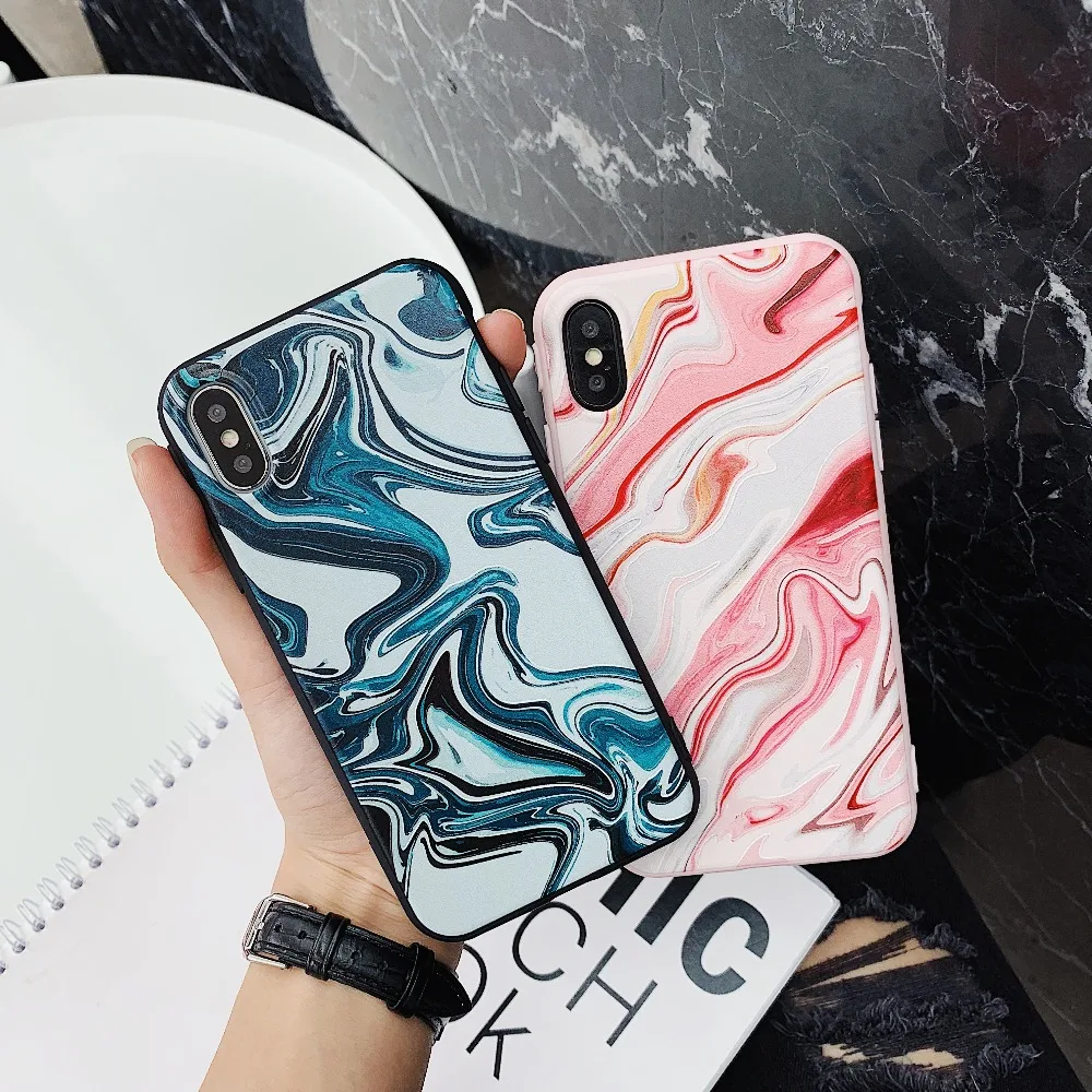 For iphone XS MAX case 3D Embossed Marble cover On 6 6s 7 8 plus conque for iPhone X Plus Candy Color fundas |