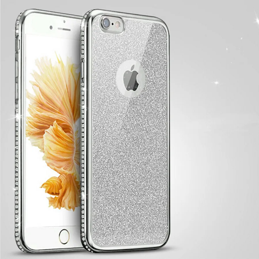 Роскошный милый бриллиант Блестящий ТПУ чехол для iPhone 7 X Bling силиконовый 6 S Plus 5 SE
