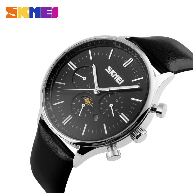 

SKMEI Fashion Watches Men Business Quartz Wristwatches 30M Waterproof Casual Leather Brand Casual Watch Relogio Masculino 2019
