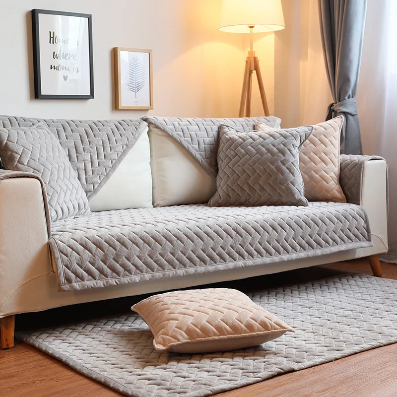 

Modern Simple Sofa Cover Crystal velvet Sofa Slipcover Gray Couch Cover Sofa Towel Slip Resistant For Living Room Deco