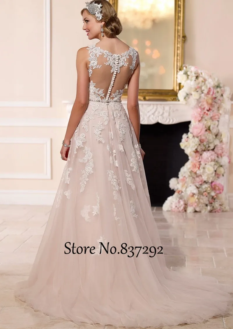 Boho Винтаж Свадебное Платье 2016 Кружева Невесты Платья Свадебные Линия Кристалл