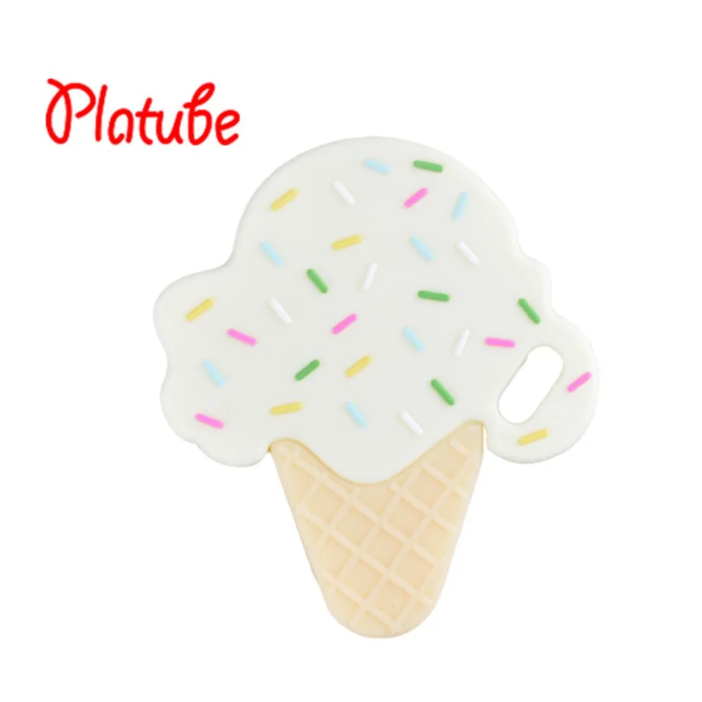 ice cream white Силиконовый грызунок пищевой силикон Прорезыватели для зубов мультфильм детский Прорезыватель без БФА, подвеска-прорезыватель ожерелье аксессуары детские для новорожденных силиконовые прорезыватели грызунок силиконовый - Цвет: ice cream white