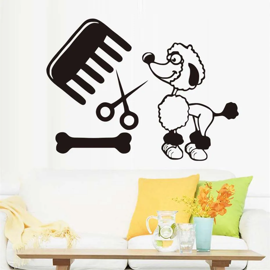 Маленькая расческа для пуделя ножницы настенные наклейки забавные животные