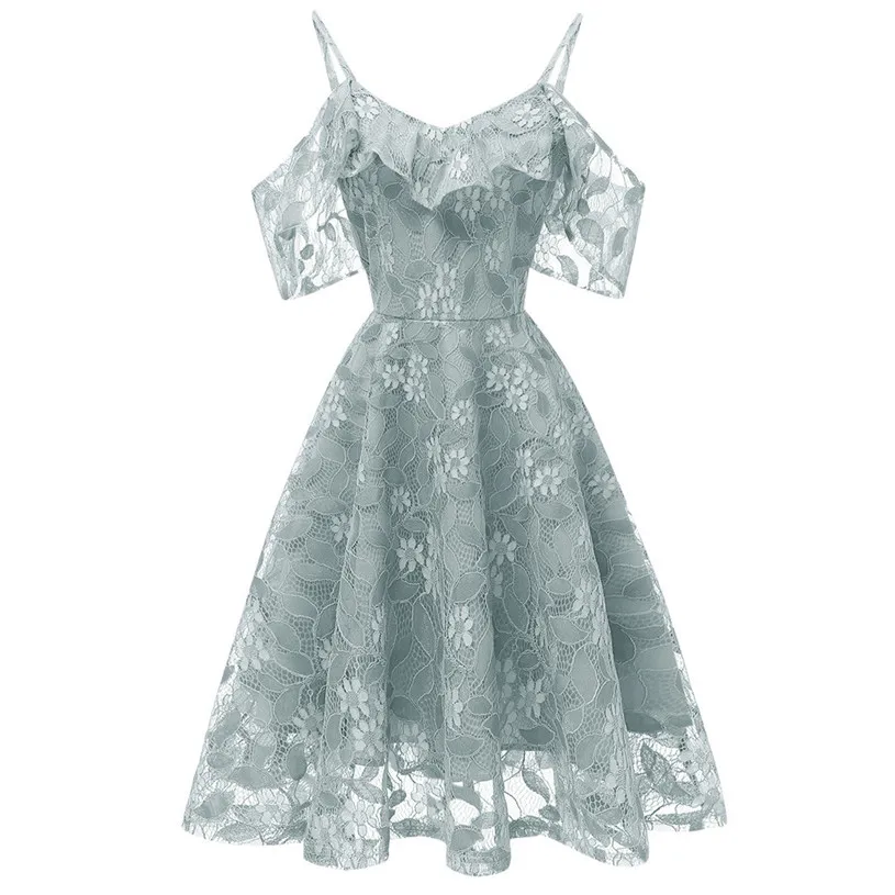 A line Dress Women Vintage Sexy Princess Floral Lace Solid Party Dresses Vestidos Verano 2018 Wholesales 40AT27 | Женская одежда