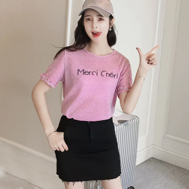 Корея футболка Мода 2017 г. летние топы женские повседневные футболки короткий