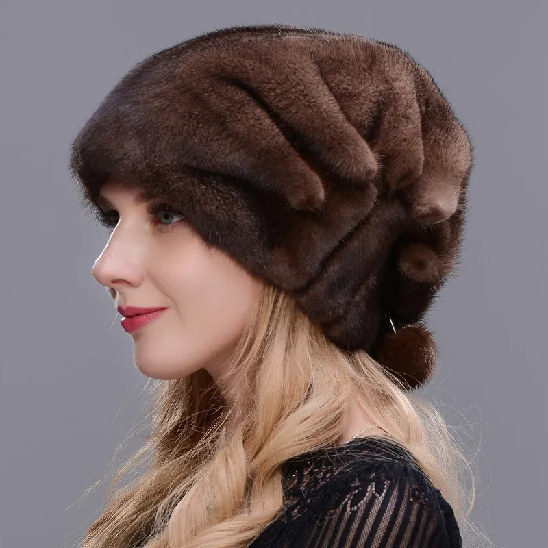 

2018 New Winter Warm Luxury Women Hat New Style Women's Whole Mink Fur Hat Winter Wholesale Real Muffle High Quality Fur Cap