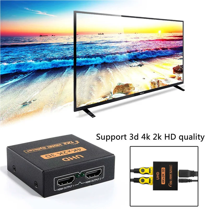 Сплиттер 1 в 2 совместимый с выходами сплиттер 4 выхода HDCP 1080P 4K двойной дисплей для