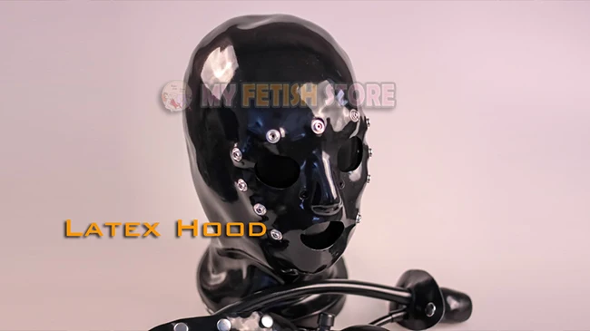 (RD1086)Luxury Customize Handmade Latex Rubber Hood Set With Eye-mask And Gag Fetish Wear