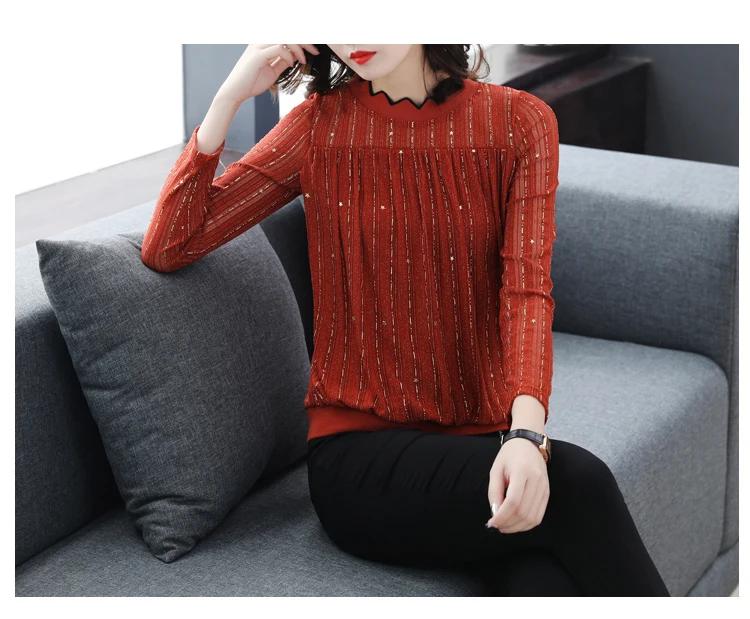 2018 autumn woman Long sleeve lace new blouse fashion solid female shirts women's tops plus size 3XL feminine blusas 1013 40 | Женская