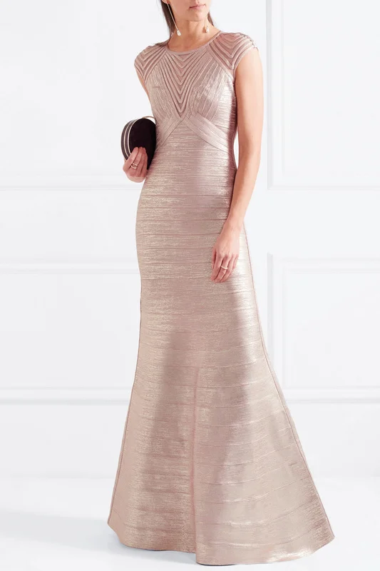 Высокое качество знаменитости HL Розовый Foiling Bodycon искусственный шелк длинное