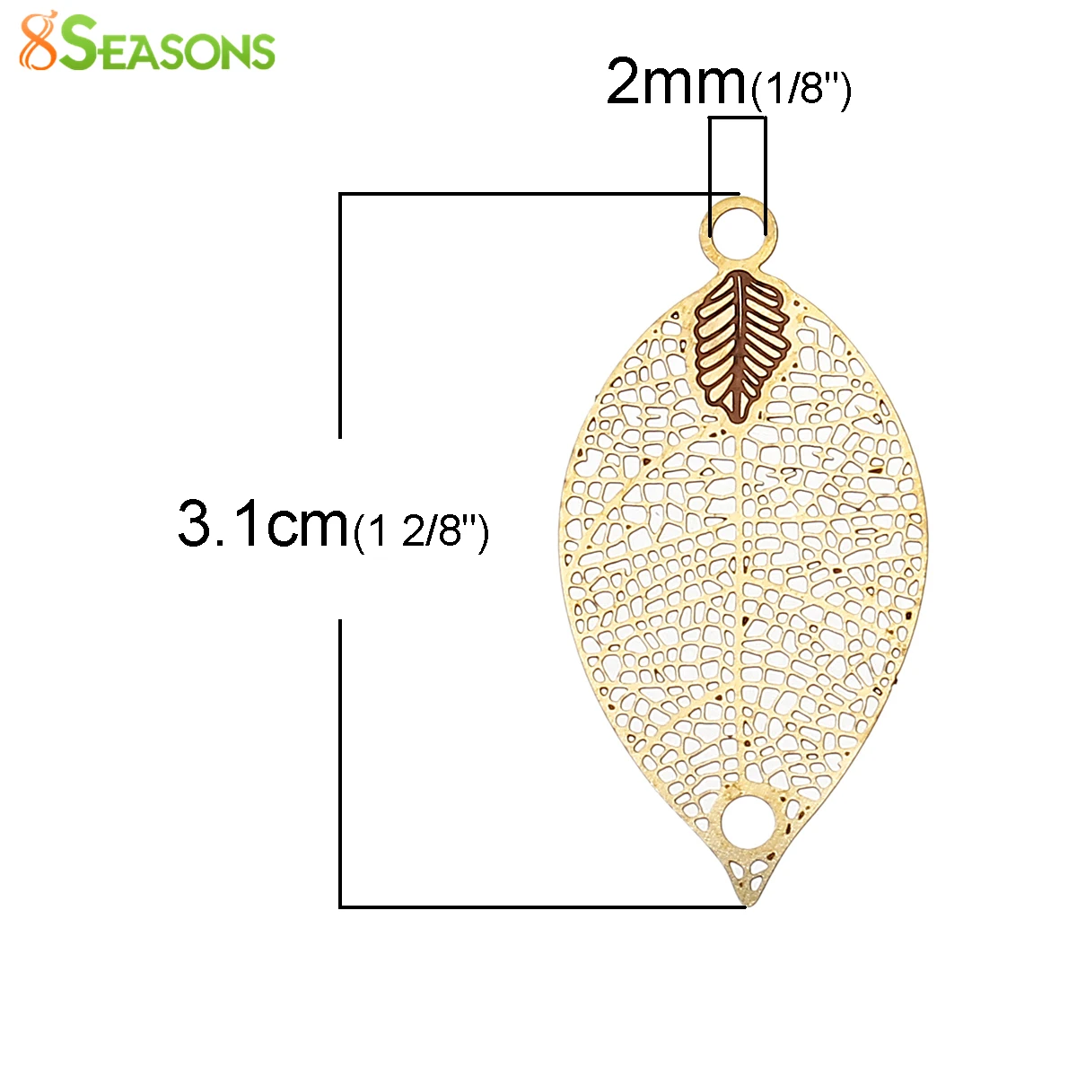 8SEASONS Brass Filigree Stamping Connectors Findings Leaf Original Color 31mm(1 2/8") x 16mm( 5/8") 50 PCs | Украшения и