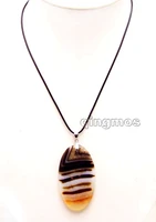 sale big 3060mm oval gray black white natural stone striped pendant 17 19 necklace nec5946 wholesaleretail free shipping