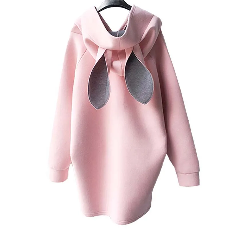 

New 2020 New Autumn Winter Maternity Pregnancy Women Dress Rabbit Ears Hooded Sweater Casual Pregnant Loose Maternity Dresses