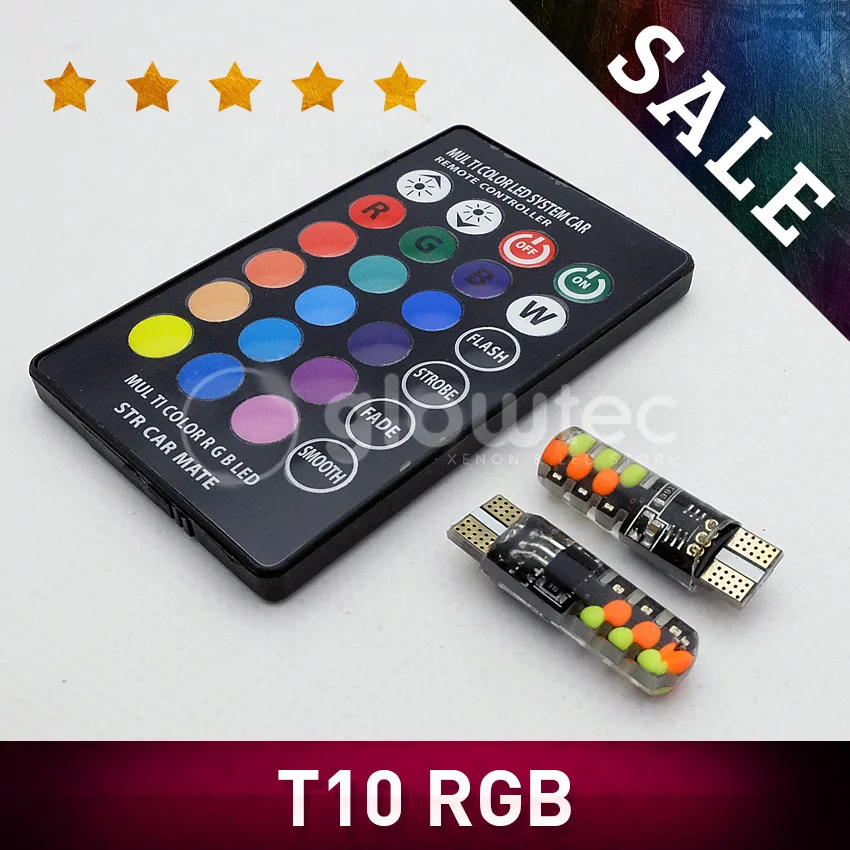 Новинка 2 шт. светодиод T10 W5W RGB 5050 6SMD с пультом дистанционного управления