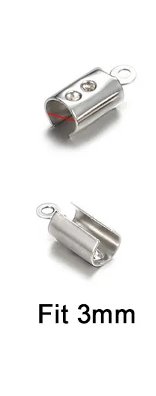 3mm 100 шт., подходит для 2 мм, 3 мм, 4 мм, 5 мм, заглушки для шнура, застежка из нержавеющей стали, заглушки для зажима, заглушки для рукоделия, ювелирных изделий - Цвет: 3mm