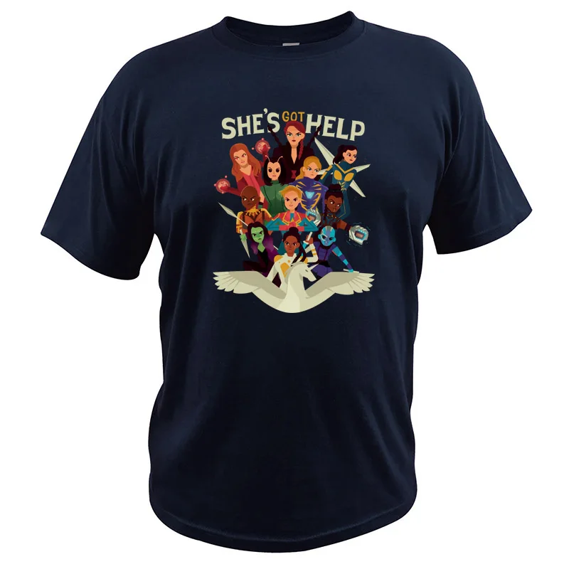 Navy Blue Черная футболка для вдов Marvel Superwoman Save Wolrd хлопковые футболки Марвел Капитан Gamora футболка - Color: Navy Blue