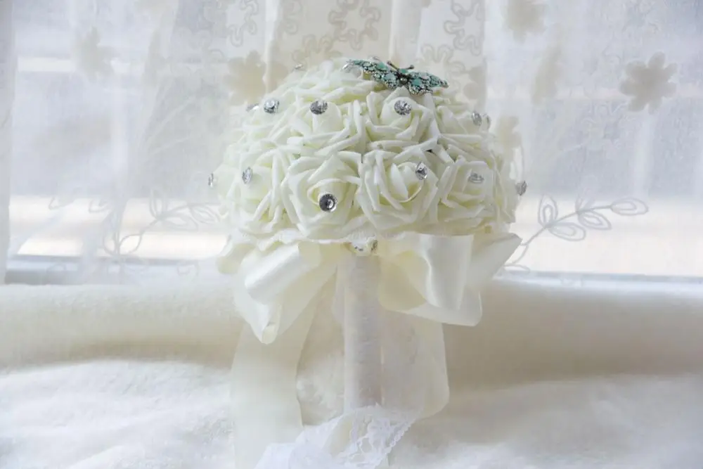 

Wedding Bouquets Hand Made Artificial Flower Simulation Bride Holding Flowers Foam Wedding Bouquet D535