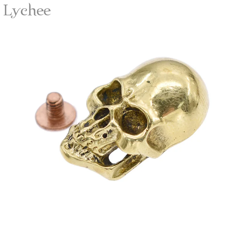 Lychee Life латунный кожевенный череп заклепки шпильки Панк винт череп заклепки DIY Швейные аксессуары