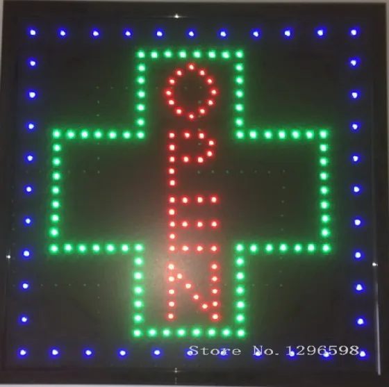 Светодиодная аптека крест знак графика 15 мм пикселей Крытый светодиодный бизнес магазин открытый неоновый знак 19x19 дюймов