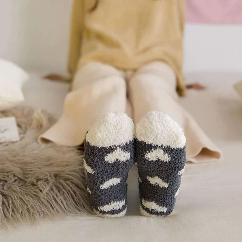 Kawaii/рождественские носки яркие бархатные носки-тапочки кораллового цвета модные хлопковые забавные теплые носки для зимы для женщин и девочек, милые носки, Meias
