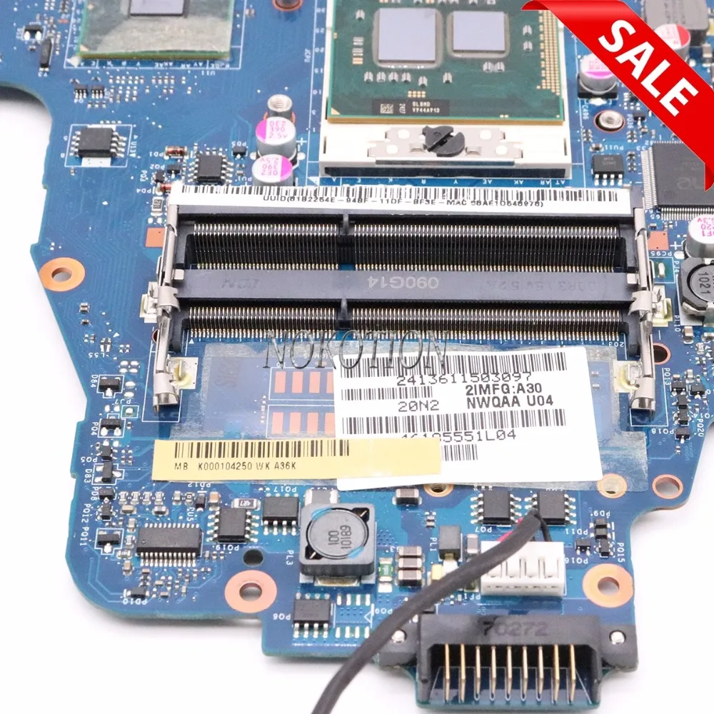 Материнская плата NOKOTION NWQAA LA-6061P k000104260 K000104250 для toshiba Satellite A660 A665 материнская