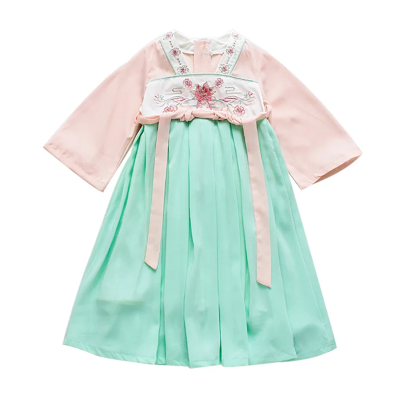 Chinese Hanfu Dress Girls Chinese Ancient Costumes Kids Traditional Nation Costume Fairy Dress Baby Tang Suit Folk Dress SL1059